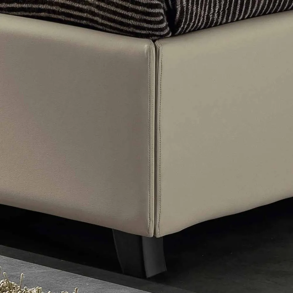 cama doble en la imitación de cuero con la caja de alcanzar un máximo de 160x190 / 200 cm Mia viadurini