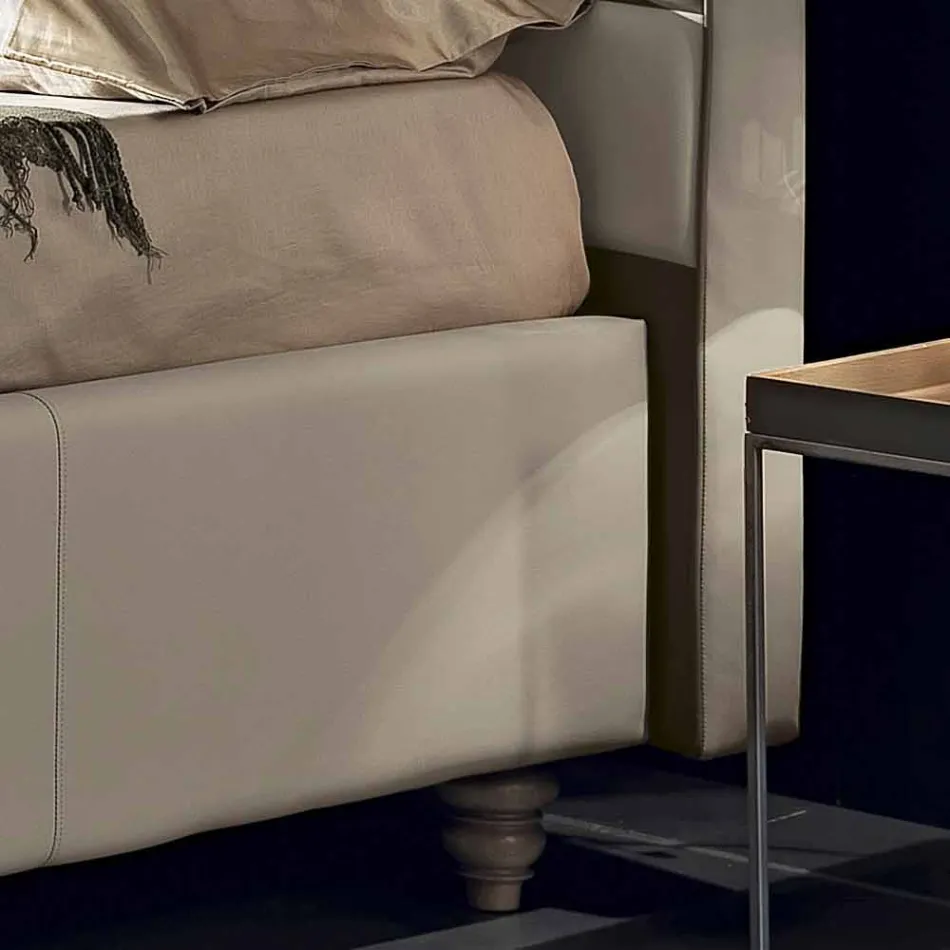 cama doble en piel sintética con caja de almacenamiento 160x190 / 200 cm Gin viadurini