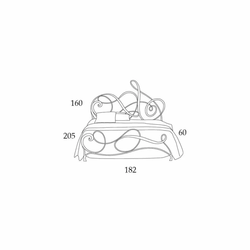cama doble en hierro forjado con decoración de clave de sol Athena viadurini