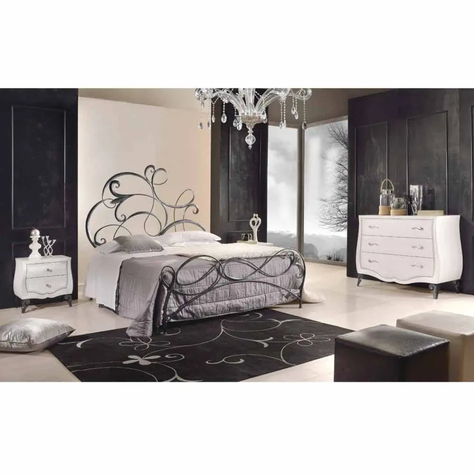 cama de hierro doble con cabecero en hoja forjada Allison viadurini