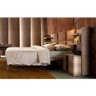 Grilli York hizo cama doble tapizada de madera maciza Italia viadurini