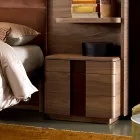 Grilli York hizo cama doble tapizada de madera maciza Italia viadurini