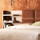 Grilli York hizo cama doble tapizada de madera maciza Italia viadurini