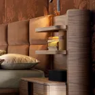 Grilli York hizo cama doble tapizada de madera maciza Italia viadurini