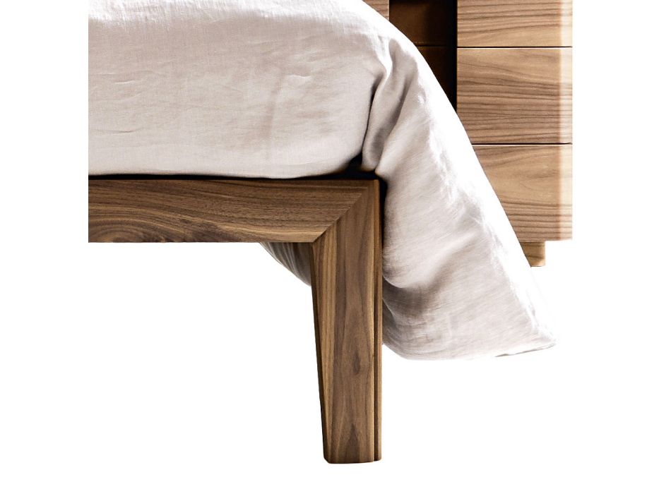 Grilli York hizo cama doble tapizada de madera maciza Italia viadurini