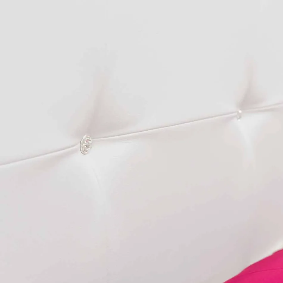 Cama doble de cuero sintético con pies de madera Made in Italy - Perzio viadurini