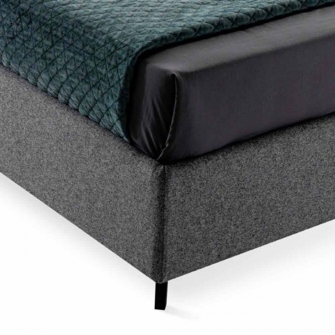Cama doble con cabecera de rayas y caja Made in Italy