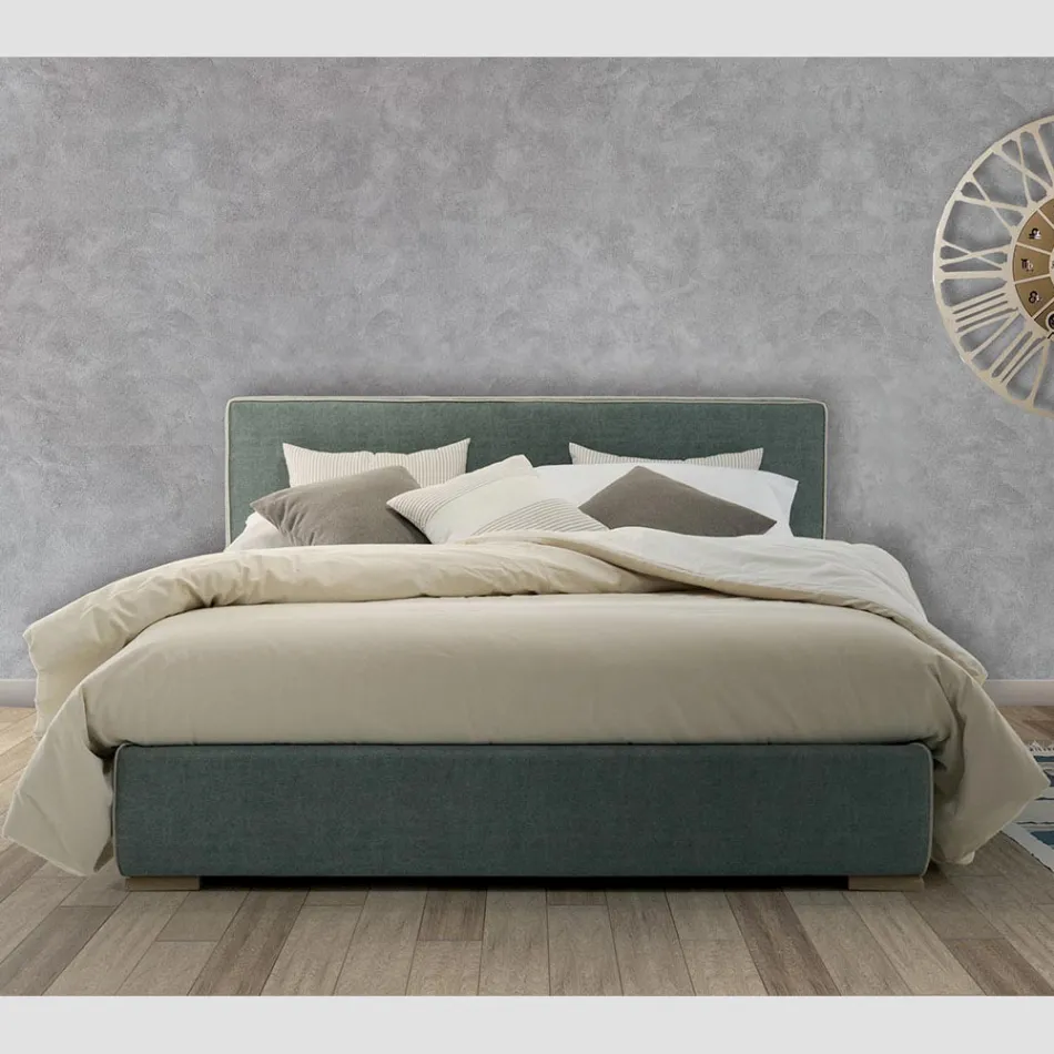 Cama doble de tela o ecopiel con contenedor Made in Italy – Etoile viadurini