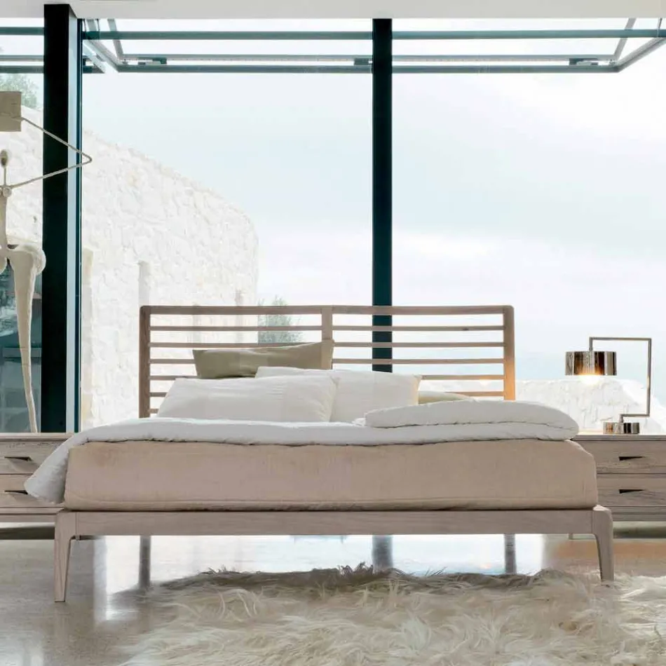 Made in Italy cama doble con base de nogal maciza Didimo viadurini