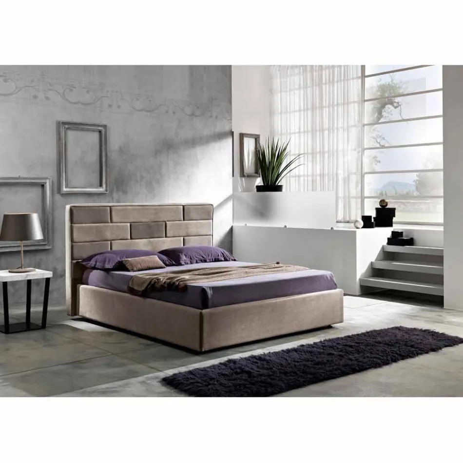 cama doble moderna con caja de almacenamiento 160x190 / 200 cm Gin viadurini
