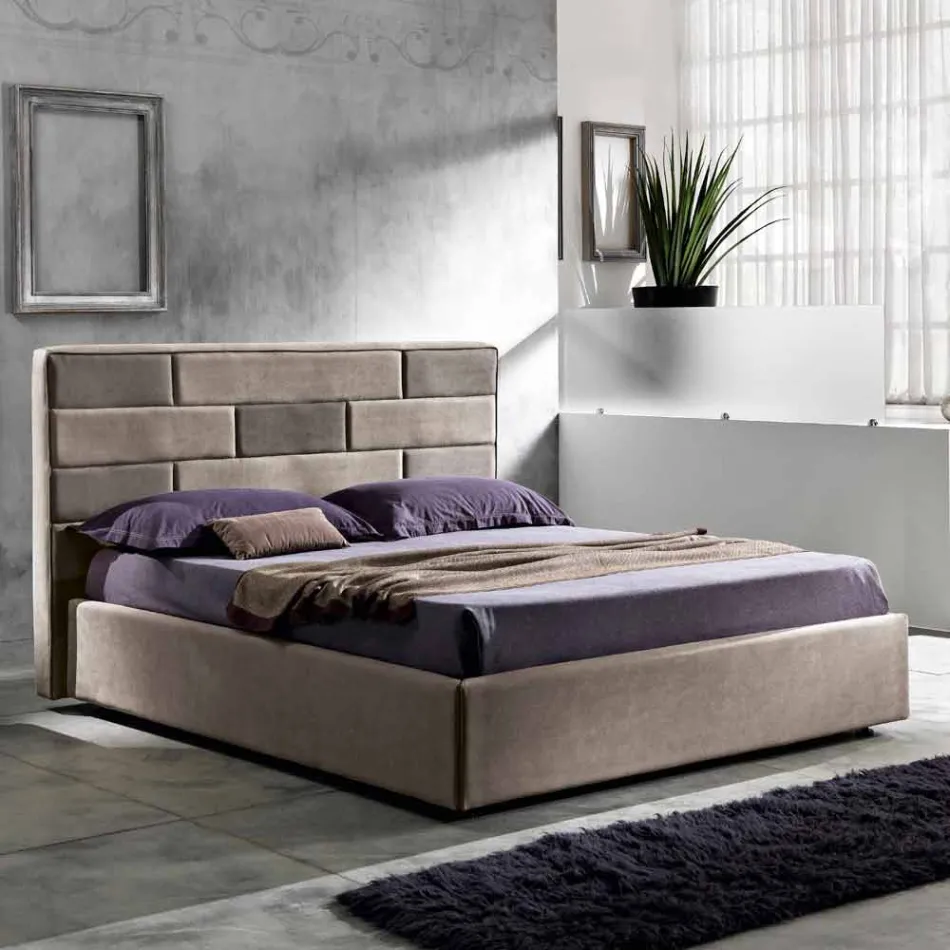 cama doble moderna con caja de almacenamiento 160x190 / 200 cm Gin viadurini