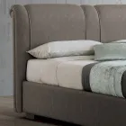 Cama doble moderna con cofre de cuero ignífugo - Ania viadurini