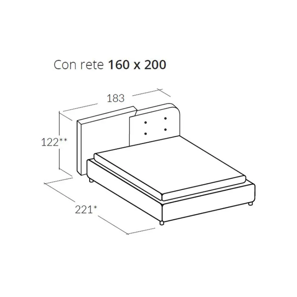 Cama doble de diseño moderno en terciopelo gris y naranja - Plorifon viadurini