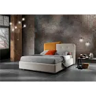Cama doble de diseño moderno en terciopelo gris y naranja - Plorifon viadurini