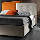Cama doble de diseño moderno en terciopelo gris y naranja - Plorifon viadurini