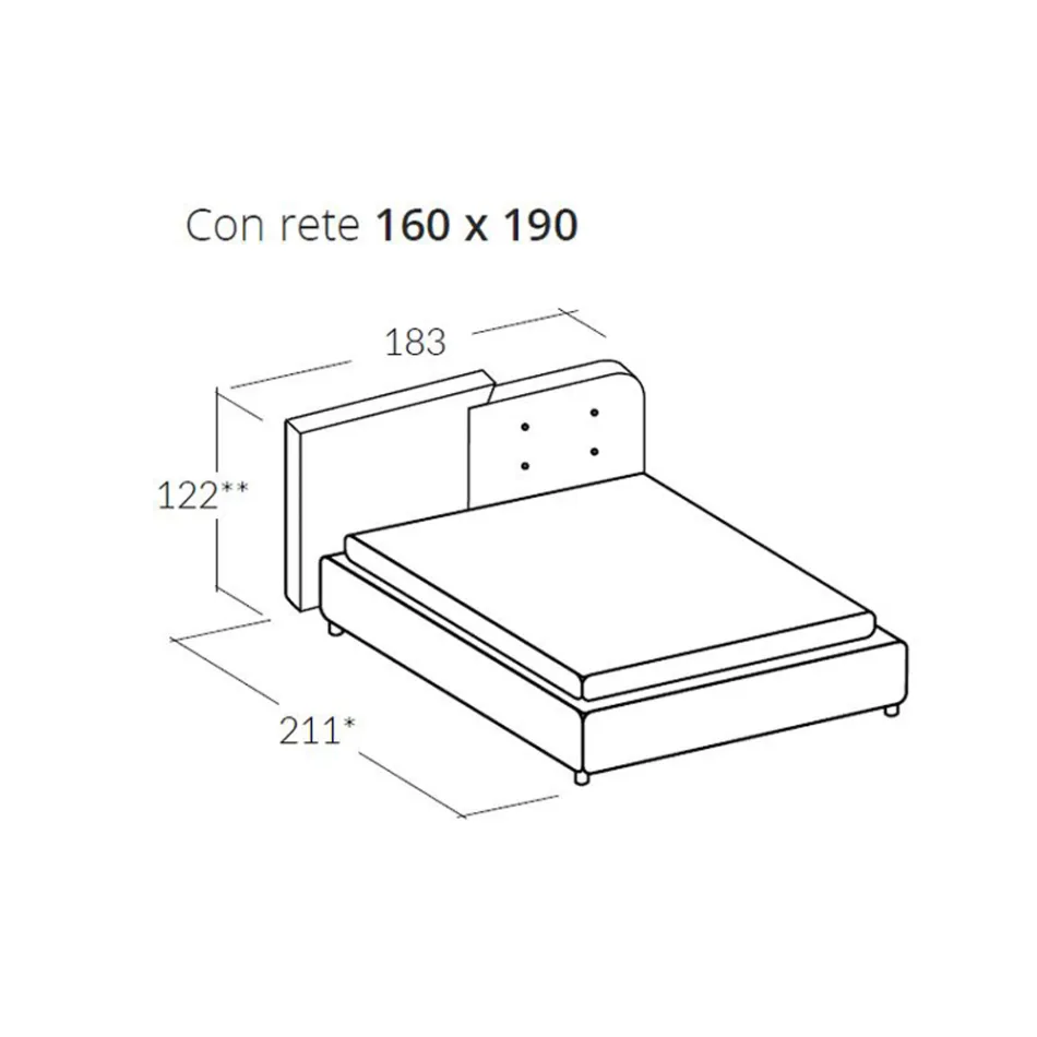Cama doble de diseño moderno en terciopelo gris y naranja - Plorifon viadurini