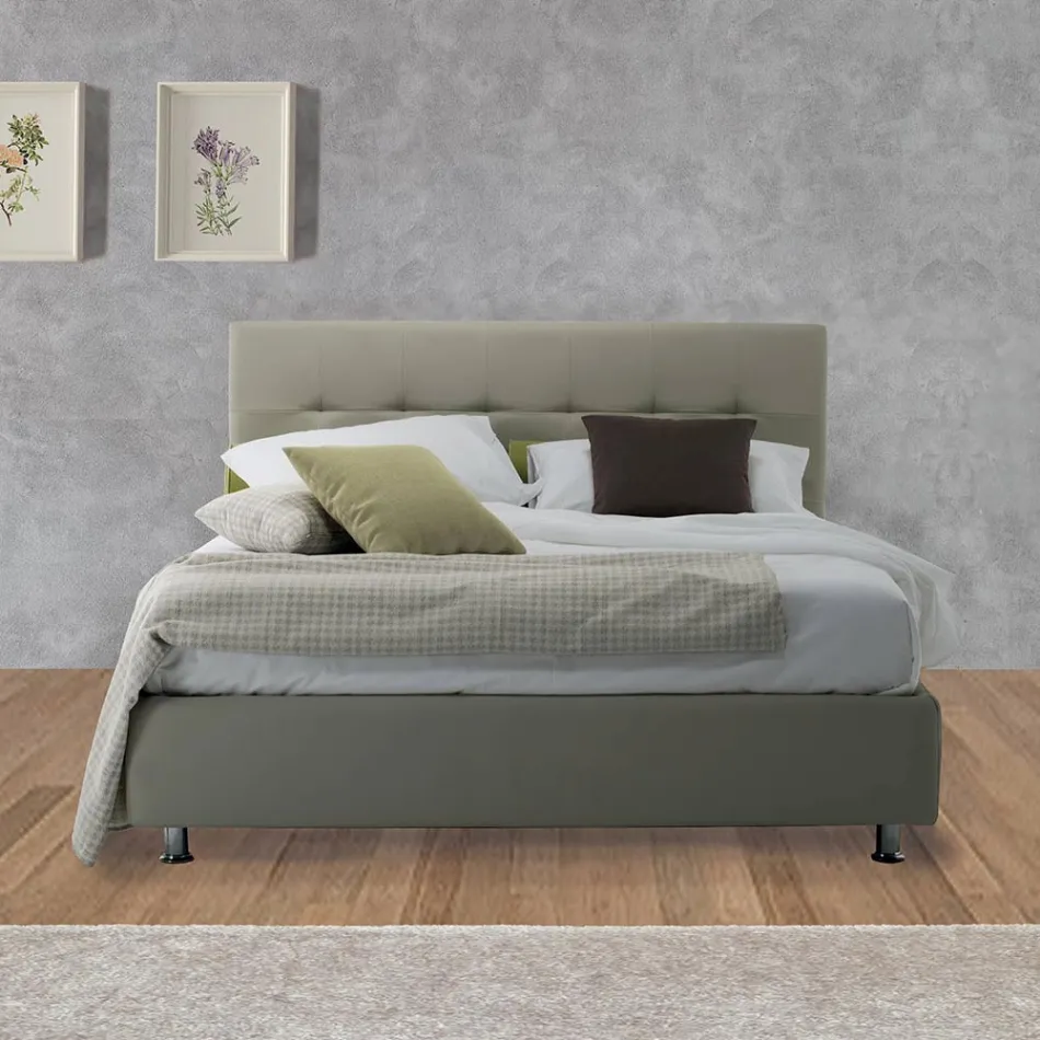 Cama doble moderna de lujo con caja de almacenamiento Made in Italy - Orfei viadurini