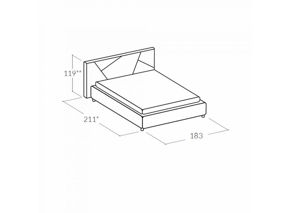 cama doble tapizada contemporánea con el cuadro de pico 160x190 / 200cm Mia viadurini