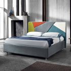 cama doble tapizada contemporánea con el cuadro de pico 160x190 / 200cm Mia viadurini