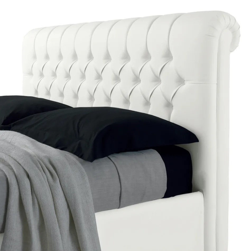 Cama doble moderna de piel sintética con almacenaje - Ozzano viadurini