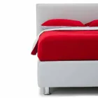 Cama doble tapizada en piel sintética con pies Made in Italy - Nurzio viadurini