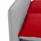 Cama doble tapizada en piel sintética con pies Made in Italy - Nurzio viadurini
