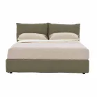 Cama doble tapizada en tela con pies negros Made in Italy - Bandola viadurini