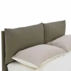 Cama doble tapizada en tela con pies negros Made in Italy - Bandola viadurini
