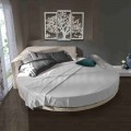 Cama doble redonda moderna con cabecera angular Made in Italy - Tima