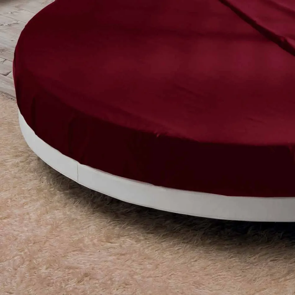 Cama doble redonda tapizada en ecopiel de diseño Made in Italy - Vesio viadurini