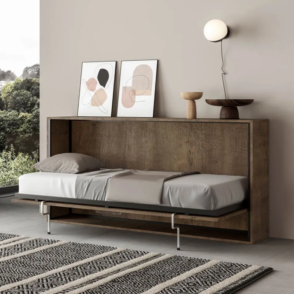 Cama individual plegable horizontal fabricada en Italia - Colaborativa viadurini