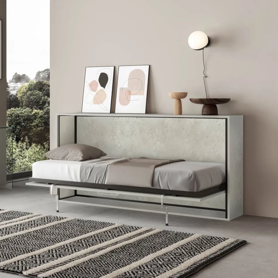 Cama individual plegable horizontal fabricada en Italia - Colaborativa viadurini