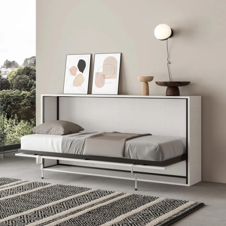 Cama individual plegable horizontal fabricada en Italia - Colaborativa viadurini