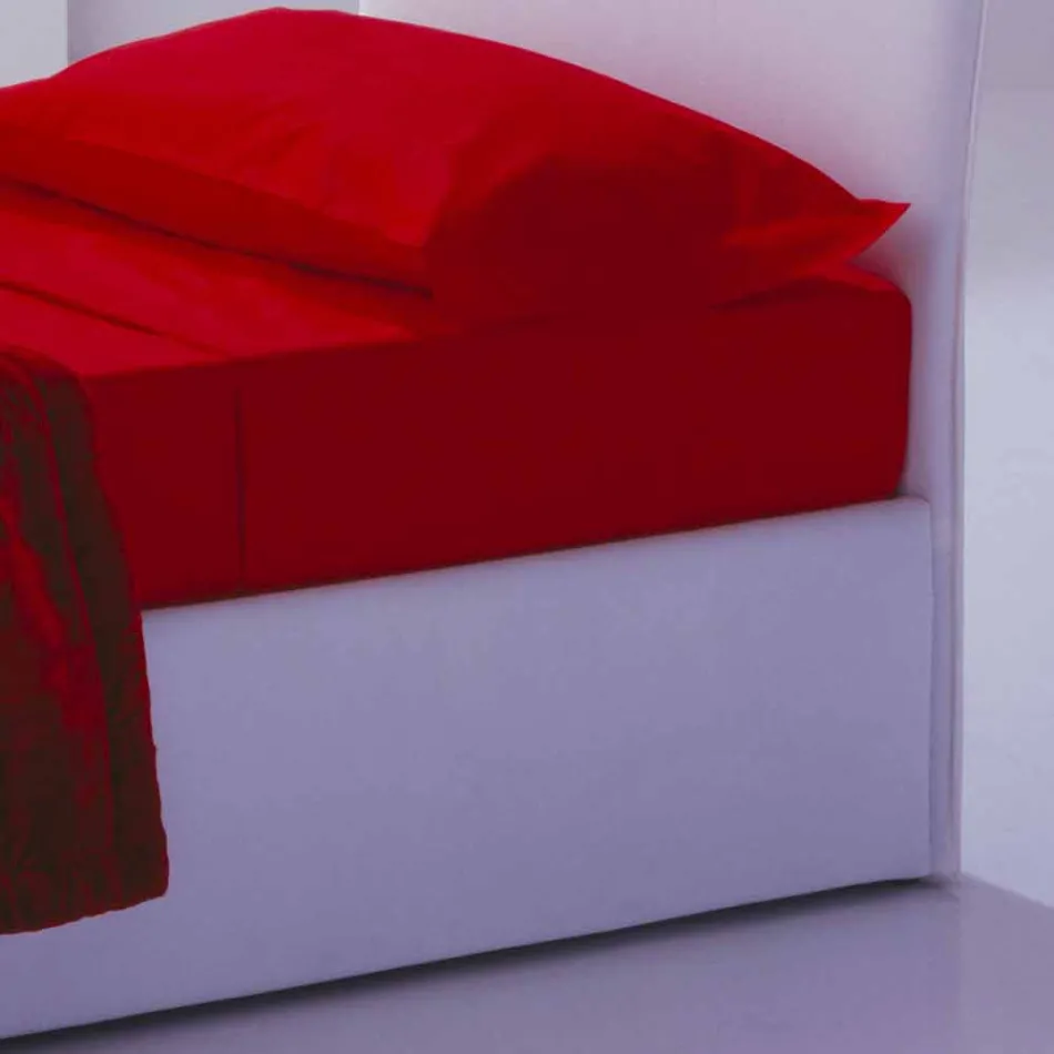 Cama simple con cabecera, estructura de hierro y madera Line de Bolzan viadurini