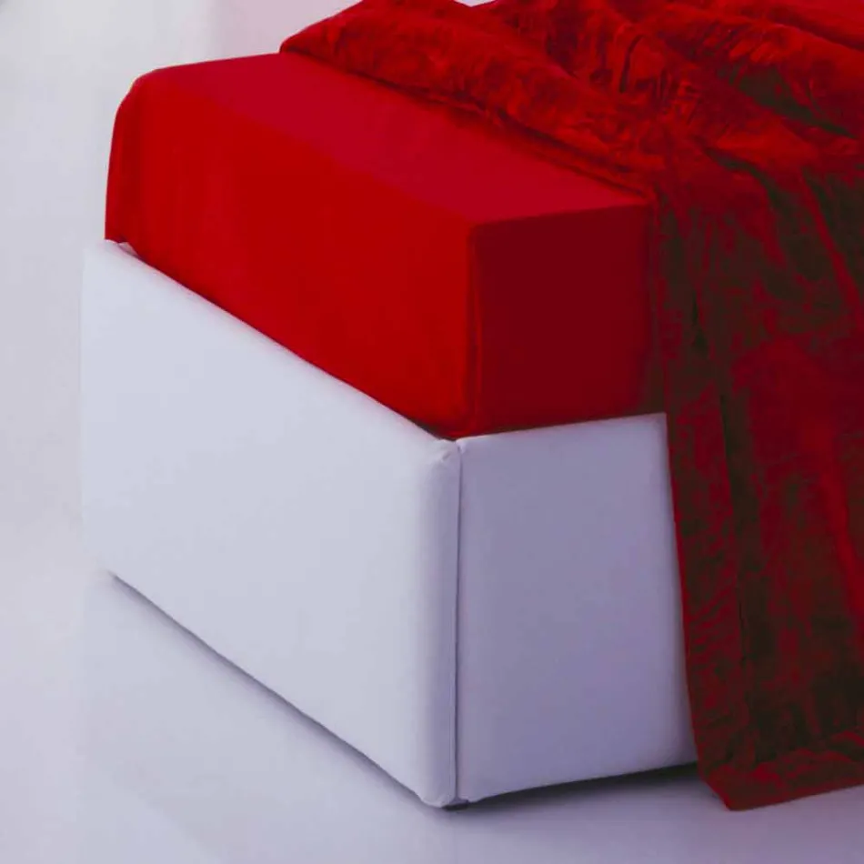 Cama simple con cabecera, estructura de hierro y madera Line de Bolzan viadurini