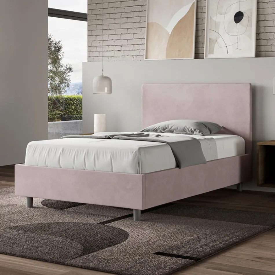 Cama Queen Size de 120x200 cm con cabecero de microfibra, fabricada en Italia - Pallone viadurini