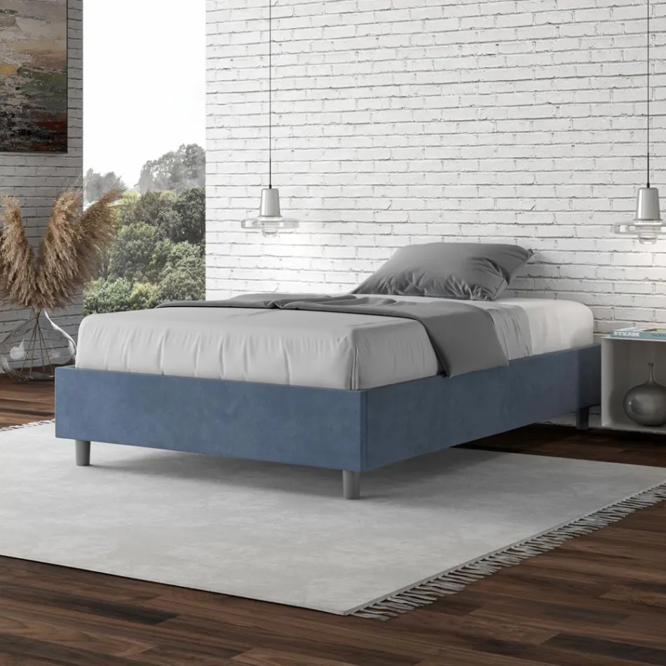Cama Queen Size de 120x200 cm, tapizada en microfibra, fabricada en Italia - Athlete viadurini
