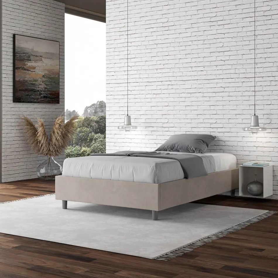 Cama Queen Size 140x200 cm Revestida en Microfibra Fabricada en Italia - Atleta viadurini