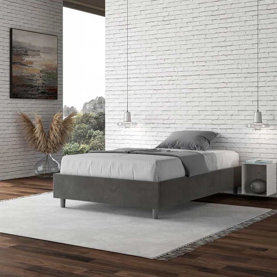 Cama Queen Size 140x200 cm Revestida en Microfibra Fabricada en Italia - Atleta viadurini