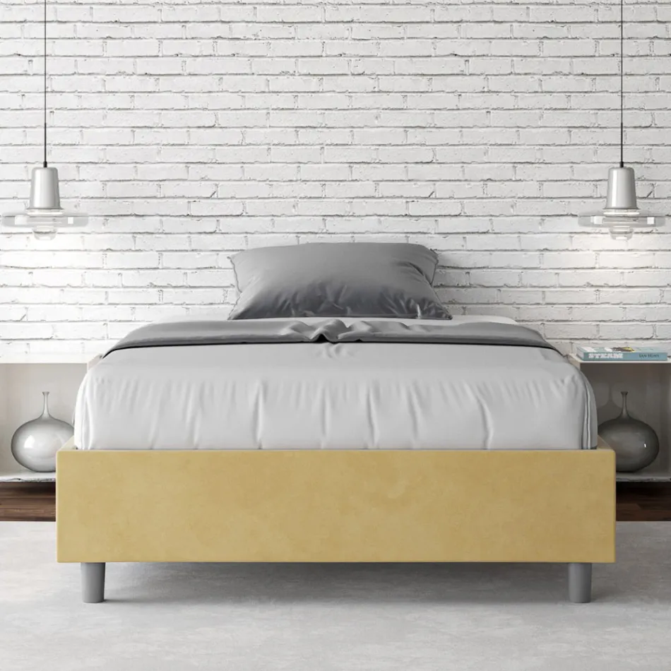 Cama Queen Size 140x200 cm Revestida en Microfibra Fabricada en Italia - Atleta viadurini