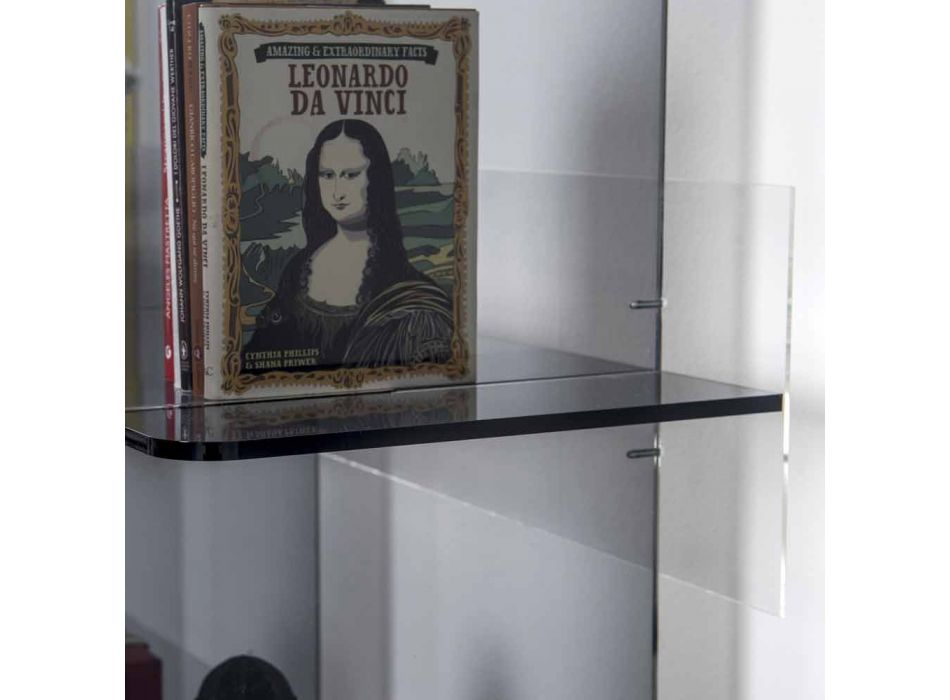 Librería de pared de diseño contemporáneo en plexiglás ahumado Sfera4 viadurini