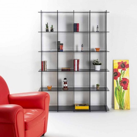 Librería de pared de diseño contemporáneo en plexiglás ahumado Sfera4 viadurini