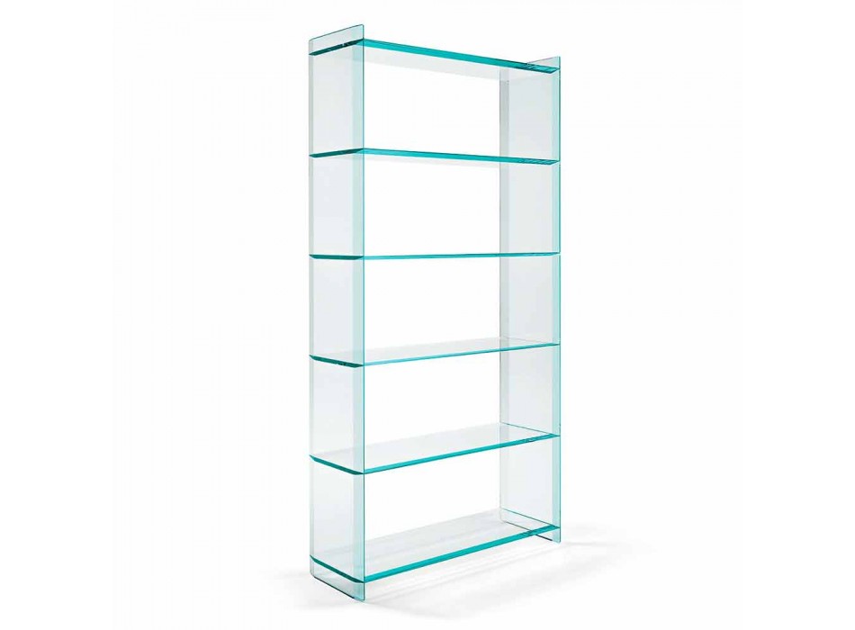 Librería de pared o independiente en diseño de vidrio extraclaro 6 estantes - Ramen viadurini