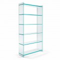 Librería independiente en vidrio extraclaro con 6 estantes Made in Italy - Ramen