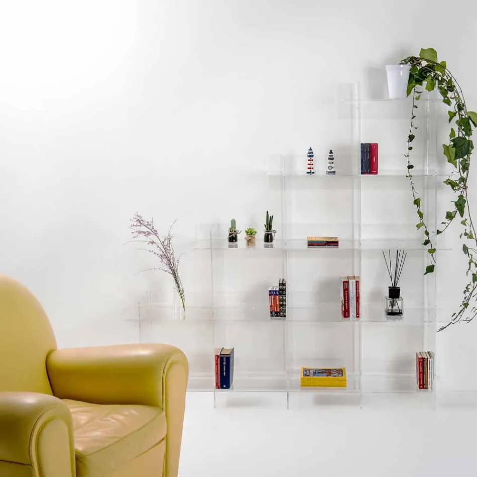 Librería de pared transparente Sfera3 L180 x H180 x P30 cm, fabricada en Italia viadurini