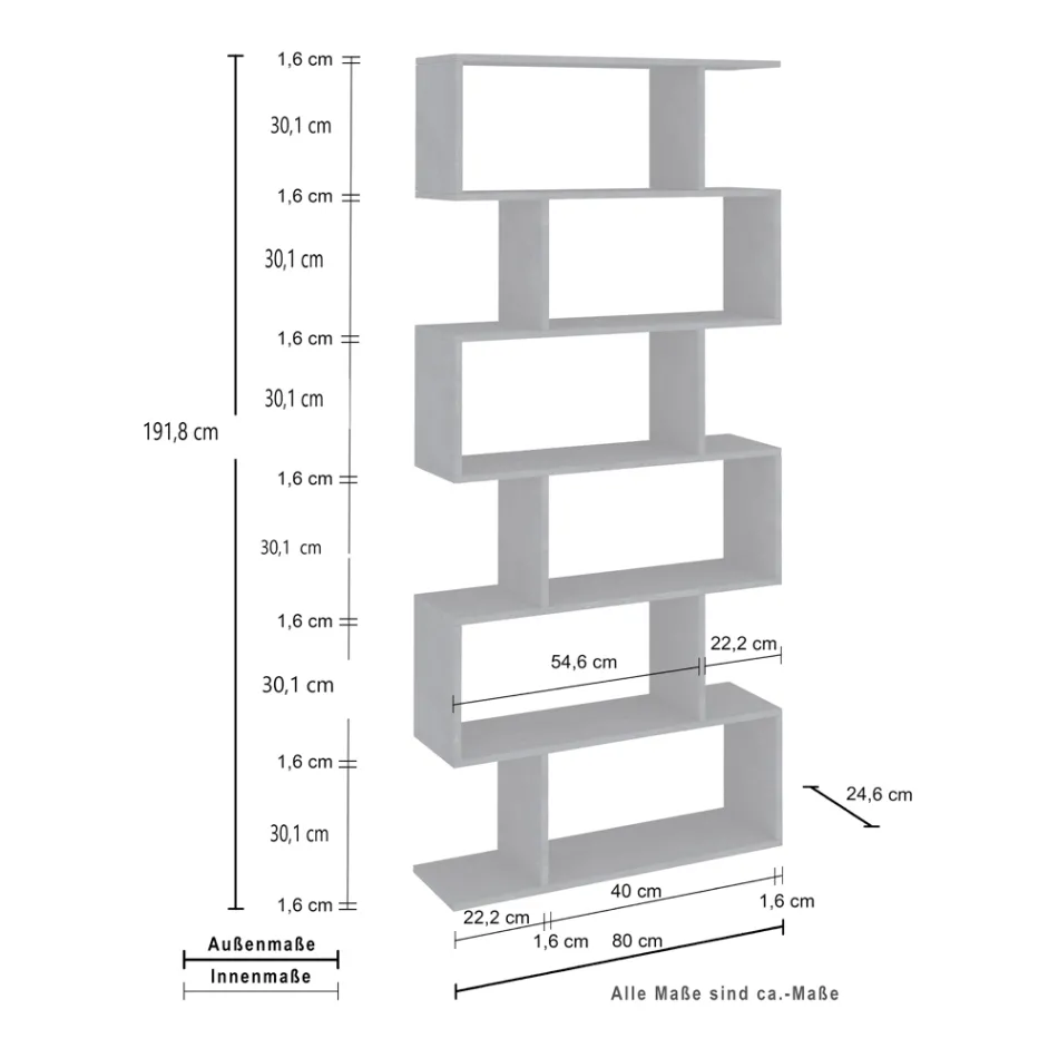 Estantería de pared de diseño vertical para sala de estar en madera 3 acabados - Minetta viadurini