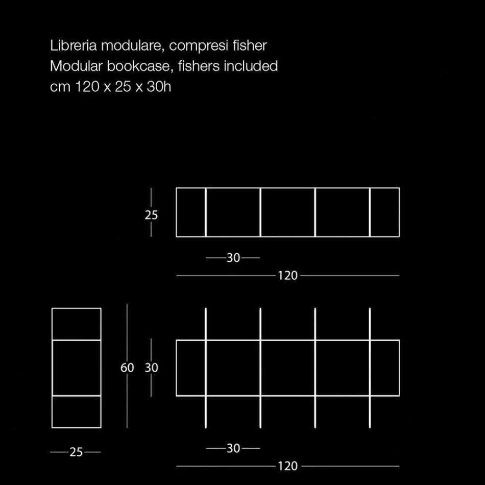 Librería de pared de diseño modular en varios colores de metal - Roger viadurini
