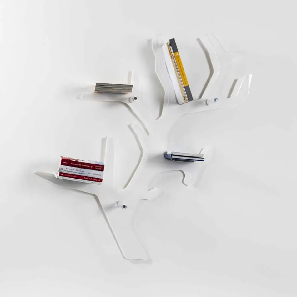 Estantería de pared blanca de diseño moderno Carol, hecha en Italia. viadurini