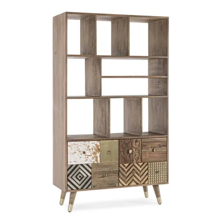 Librería para salón en madera de mango y puertas recicladas Homemotion - Auriel viadurini