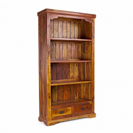 Librería de suelo de diseño clásico en madera maciza de acacia Homemotion - Umami viadurini